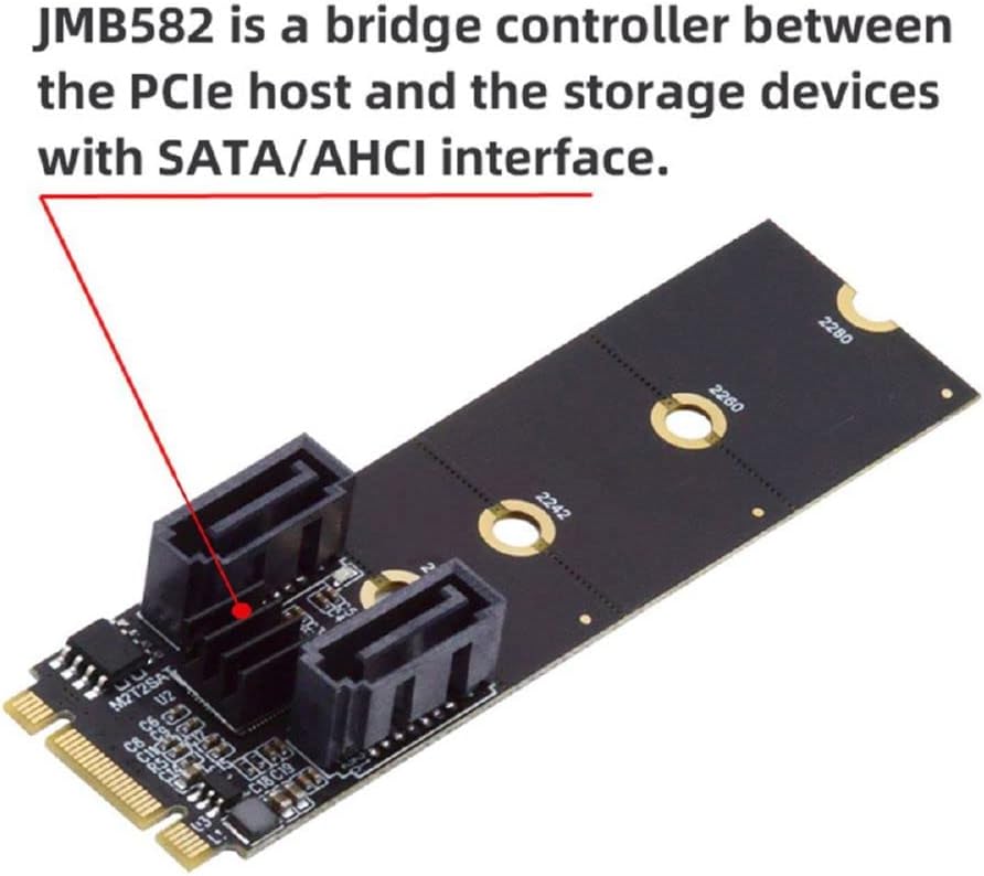 cablecc PCI Express NGFF Key B+M zu SATA 3.0 6 Gbps Dual Ports Vertical Adapter Converter Festplatte