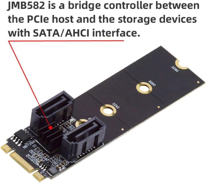 cablecc PCI Express NGFF Key B+M zu SATA 3.0 6 Gbps Dual Ports Vertical Adapter Converter Festplatte