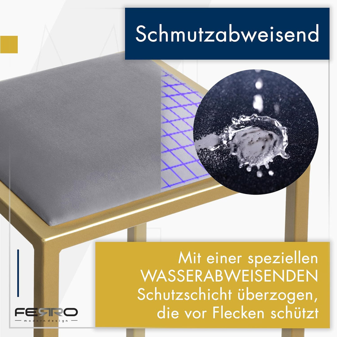 FERRO modern design Barhocker Gold ohne Lehne 64 cm - Metal Barstuhl mit Gepolstertem Sitz - Loft St