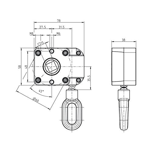 DIWARO.® | Schneckengetriebe für Markisen | Untersetzung 7:1 | RAL 7035 (lichtgrau) | 13mm Innenvier