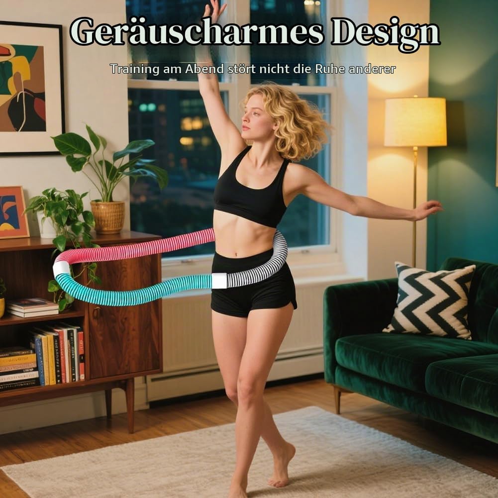 Hula Hoop mit Gewicht Kugel – Hulahuppreif zum Abnehmen für Erwachsene, Einstellbarer Fitnessreifen