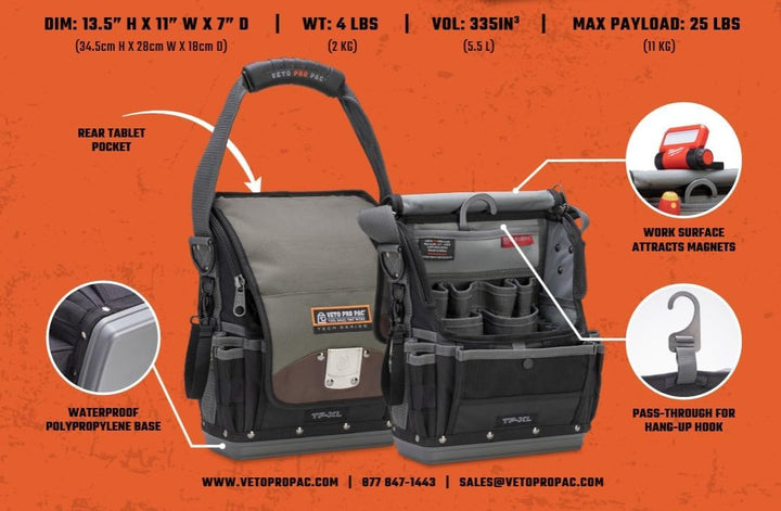 Veto Pro Pac TP-XL Werkzeugtasche (Original) Schwarz, Grau, Schwarz, Grau
