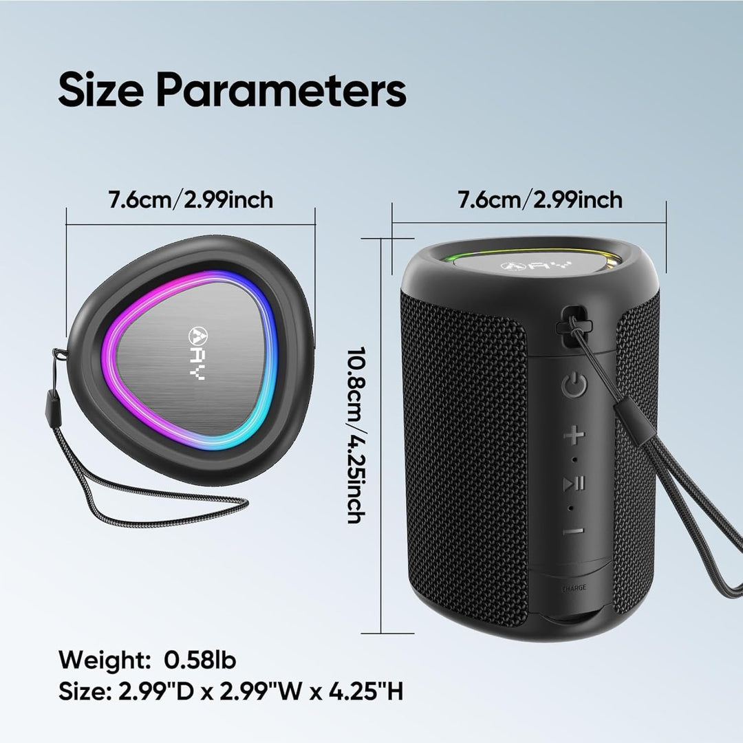 AY Tragbarer Bluetooth Lautsprecher mit Licht, Musikbox Bluetooth mit Leistungsstarker Kristallklare