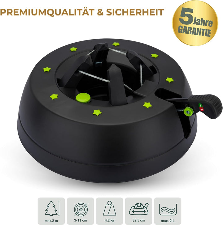 Kamai Stabiler Christbaumständer für Baumhöhe bis 2m, mit Einseiltechnik und Fusspedal, inkl. 2L Was