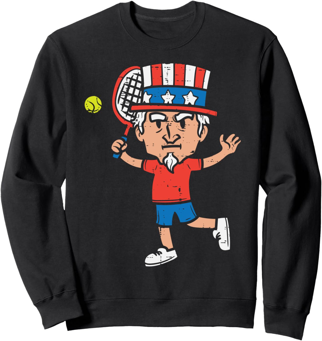Uncle Sam Tennis American USA Sports 4th Of July Fourth Boys Sweatshirt