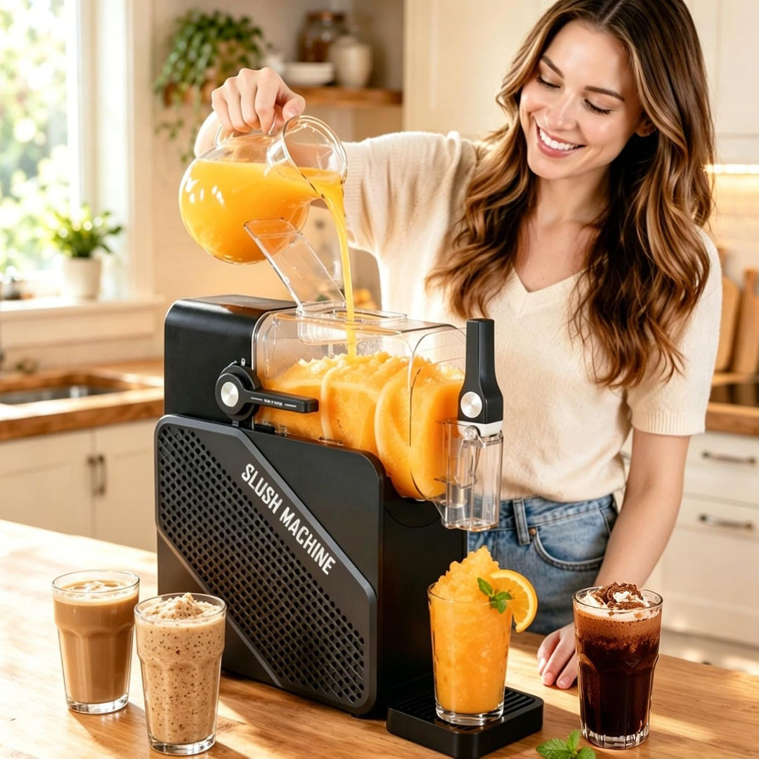 Slush-Maschine, 2Liter, für gefrorene Getränke, Eiscreme, Frappés und Milchshakes, 5 voreingestellte