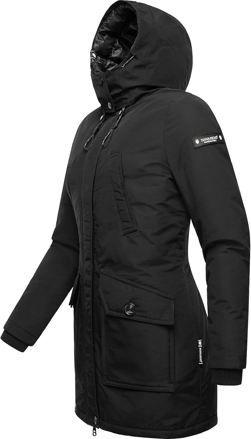 Navahoo Damen Warmer Winter Kurzmantel Blizzardstorm XS-3XL S Schwarz, S Schwarz