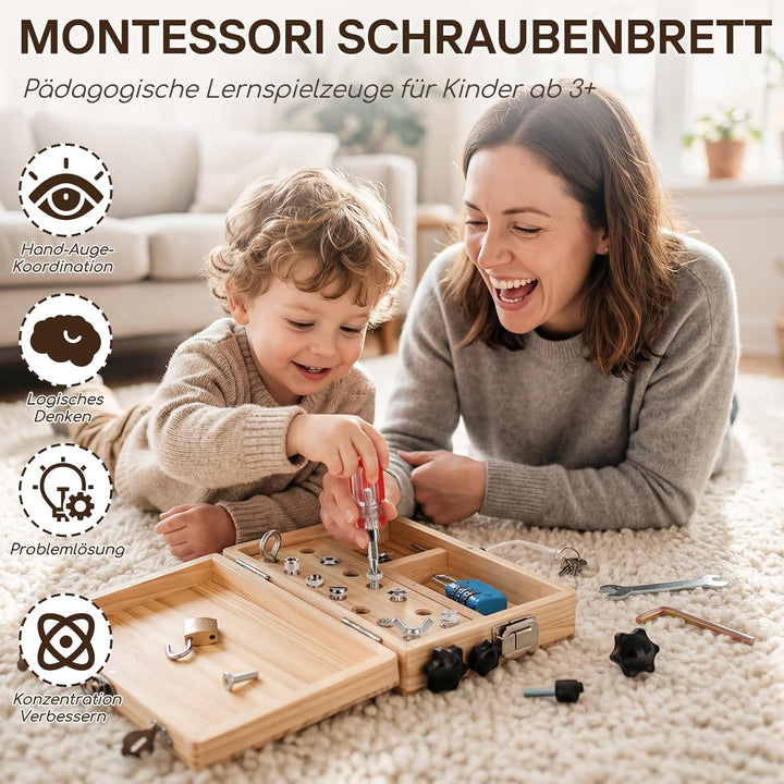 Lehoo Castle Montessori Spielzeug ab 3 4 5 Jahre, Kinder Werkzeugkoffer mit Werkzeug Motorikspielzeu