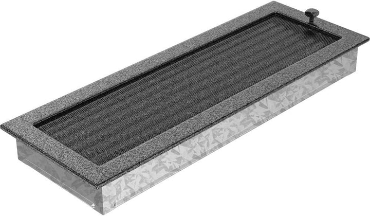 KRATKI Lüftungsgitter Kamingitter 17cm x 49cm schwarz-silber mit Jalousien 17 x 49 cm Schwarz-silber