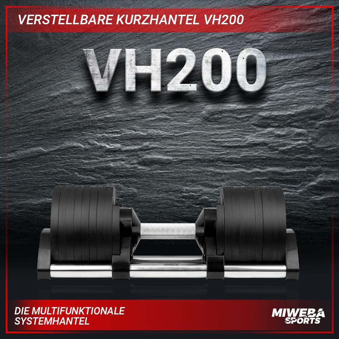 Miweba Sports Hantel VH200 | 𝐏𝐫𝐨𝐟𝐢 Hanteln - Kurzhantel Gewichte 2-28 kg - Kurzhantel Set - Verstell