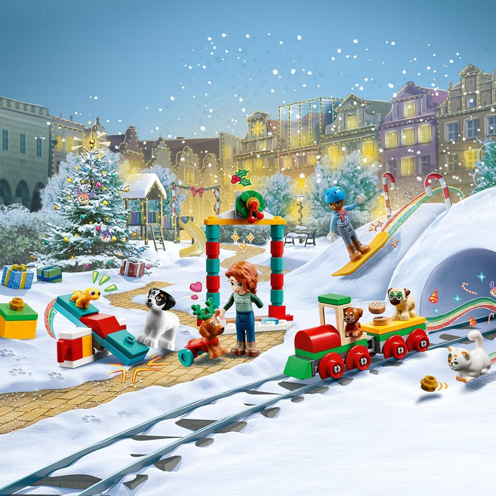 LEGO 41758 Friends Adventskalender 2023, Weihnachtskalender mit 24 Geschenken, darunter 8 Tier-Figur