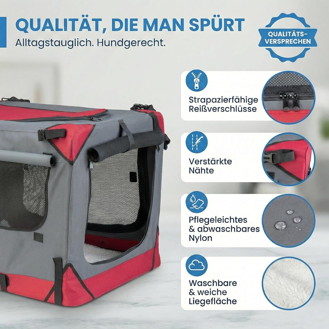 Foxdevil by xonic® Faltbare Hundebox/Katzenbox für kleine, mittelgrosse und grosse Tiere - Hundetran