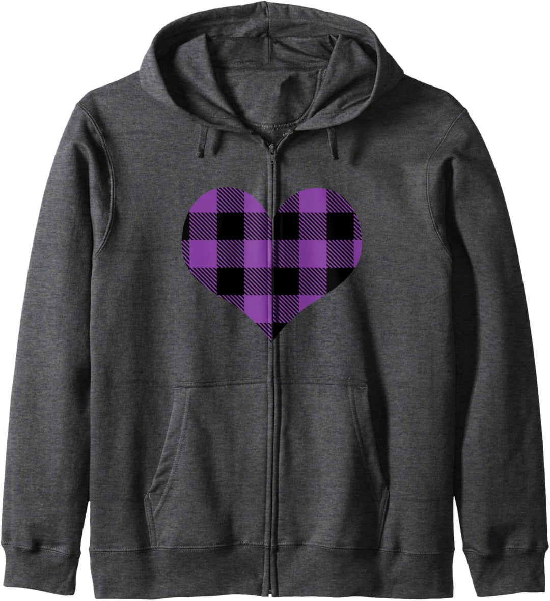 Violettes Büffelkariertes Herz Valentinsgeschenk Kapuzenjacke