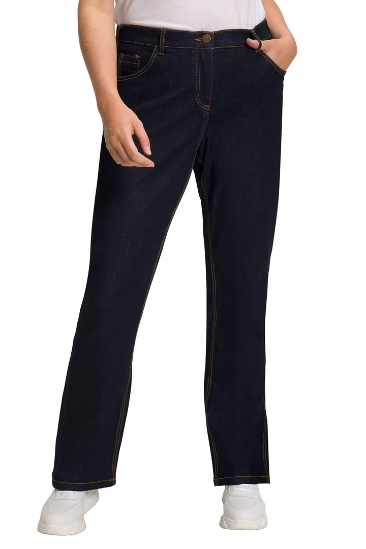 Ulla Popken Damen Hose Bootcut-Jeans 32W / 30L Dark Blue Denim, 32W / 30L Dark Blue Denim