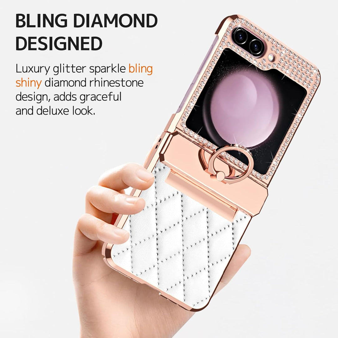 NINKI für Samsung Galaxy Z Flip 6 Case mit Ring Scharnier Schutz,Luxus Glitter Shiny Strass Diamond