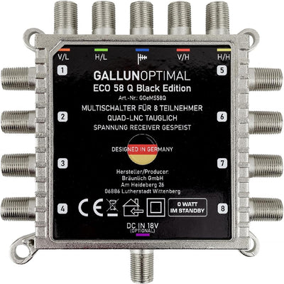 GALLUNOPTIMAL ECO Multischalter-SAT 5/8 für 8 Teilnehmer / Quattro & Quad-LNB fähig / Digital, HDTV,