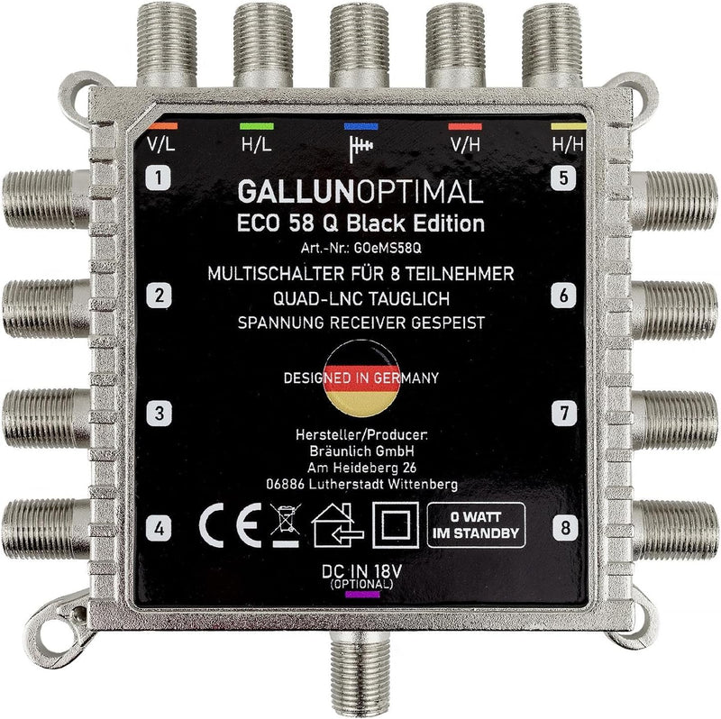 GALLUNOPTIMAL ECO Multischalter-SAT 5/8 für 8 Teilnehmer / Quattro & Quad-LNB fähig / Digital, HDTV,