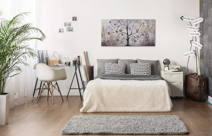 YS-Art XXL Abstrakt Acryl Gemälde auf Leinwand Reichtumsbaum handgemalt Wandbilder Wohnzimmer modern