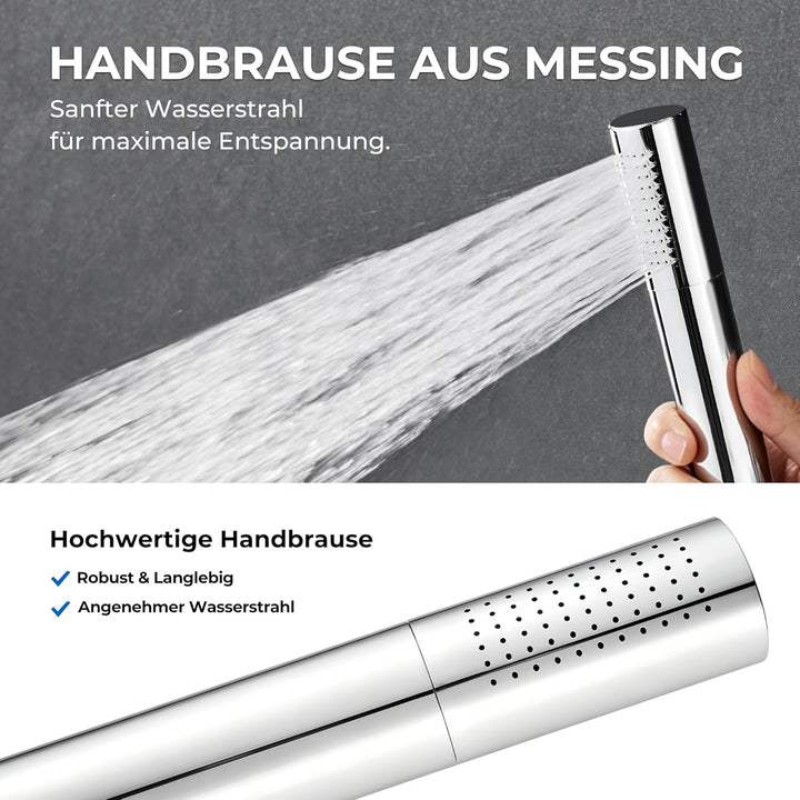 Görbach Edelstahl Duschsystem ohne Armatur, Chrom Regendusche Duschset mit Wandhalterung, Duschkopf