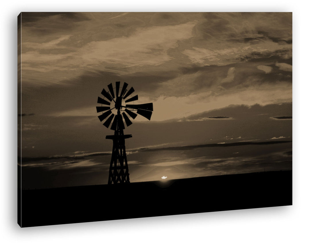 deyoli Windmühle im Abendrot Format: 100x70 Effekt: Sepia als Leinwandbild, Motiv fertig gerahmt auf