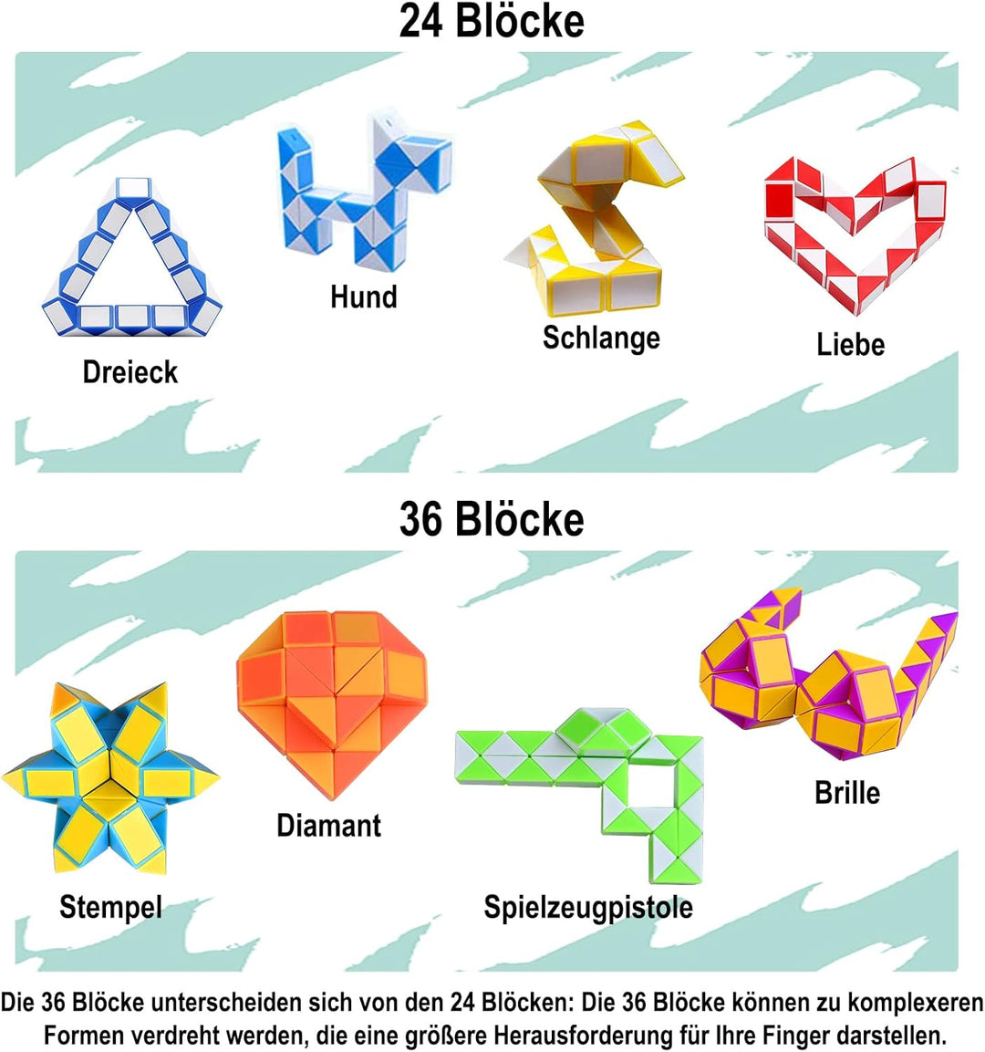 GOLDGE Mitgebsel Kindergeburtstag, 15er 36 Blöcke Magische Schlange Kleine Geschenke für Kinder, Giv