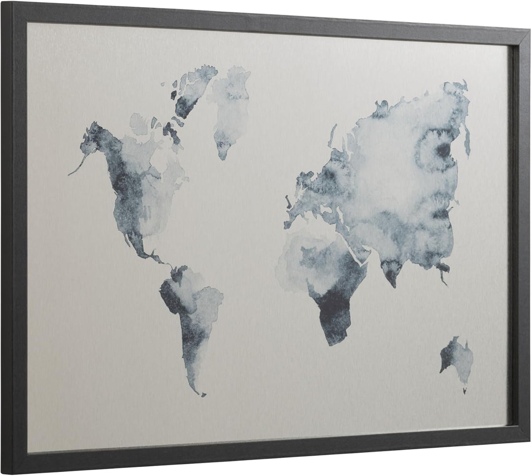 Bi-Office, Whiteboard Ink Weltkarte, Silber Finish, magnetisch, trocken abwischbar, Schwarzer MDF-Ra