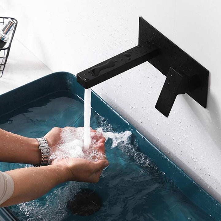 Waschtischarmatur Wasserfall Wandmontage Wasserhahn Wand Unterputz Einzigen Handgriff 2-Loch Badarma