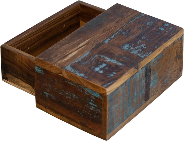 Woodkings® Wandboard mit Geheimfach Schublade Altholz rustikal braun farbig Wandregal Nachttisch