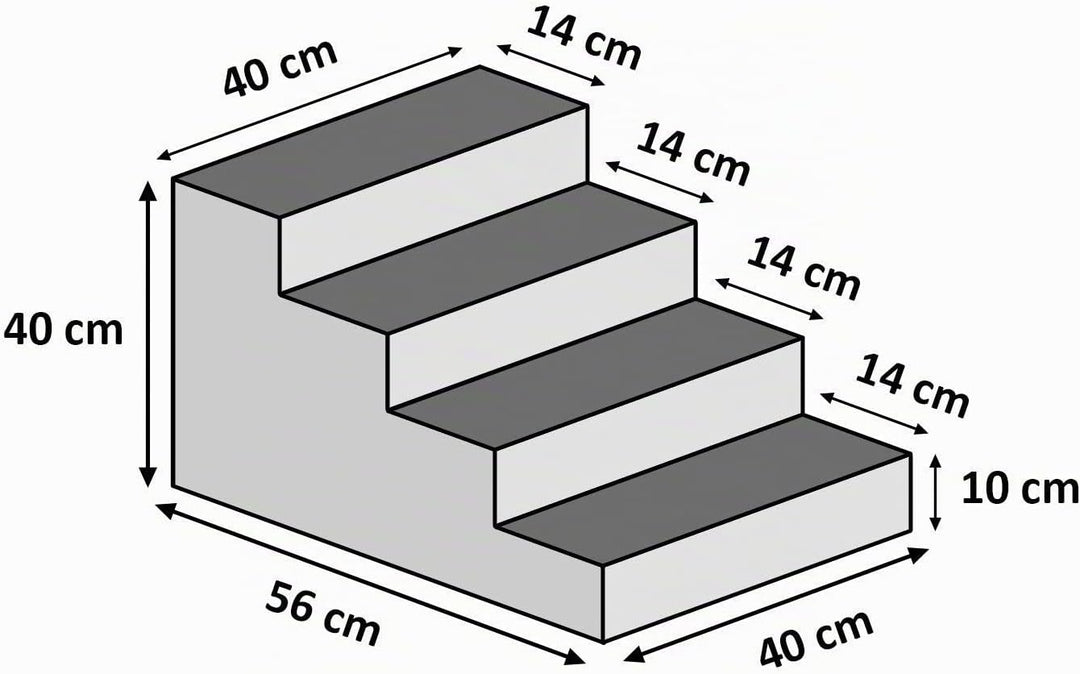 Hundetreppe 40 cm hoch | Katzentreppe Haustiertreppe | 4 Stufen | Hunde Katzen Haustier | für Bett u
