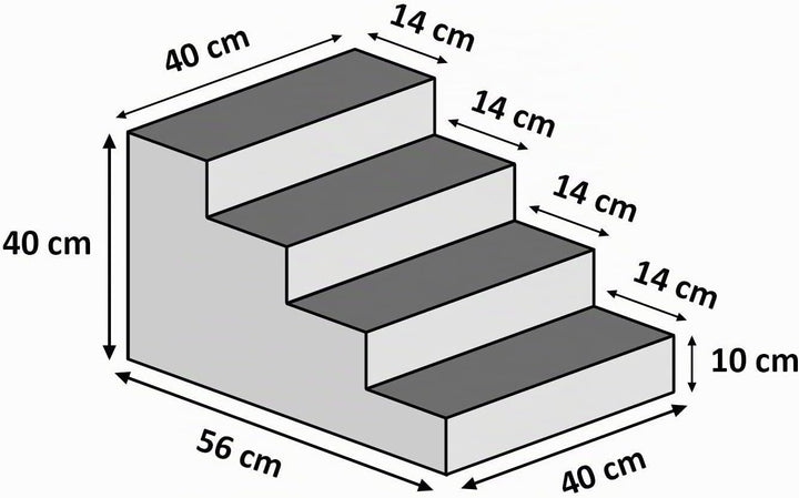Hundetreppe 40 cm hoch | Katzentreppe Haustiertreppe | 4 Stufen | Hunde Katzen Haustier | für Bett u