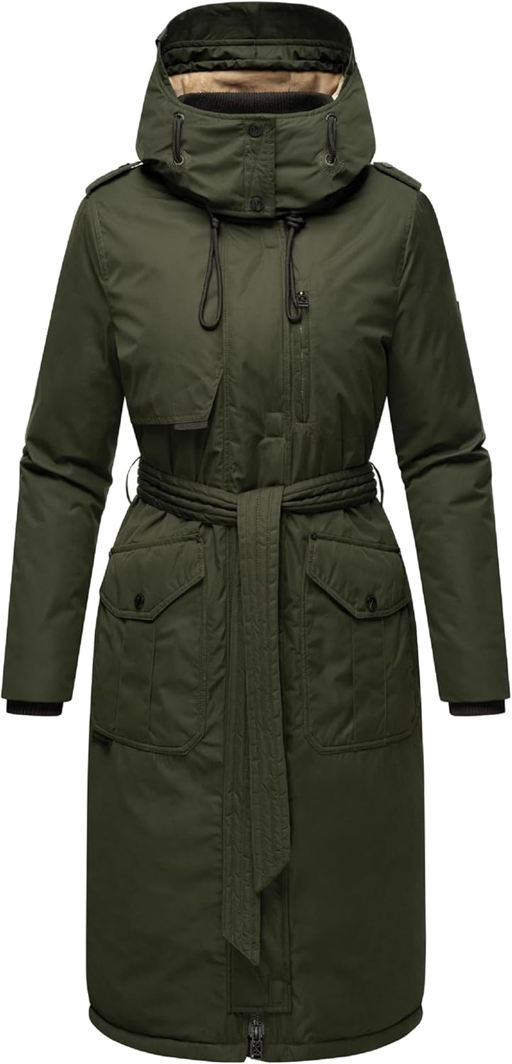 Navahoo Damen Wintermantel warmer Parka lang mit hohem Kragen und weicher Kapuze Hokulanii XS-XXL M