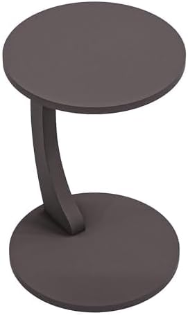 [en.casa] Beistelltisch Holeby Betttisch auf Rollen Laptoptisch Grau Wohnzimmertisch C-Form Rolltisc
