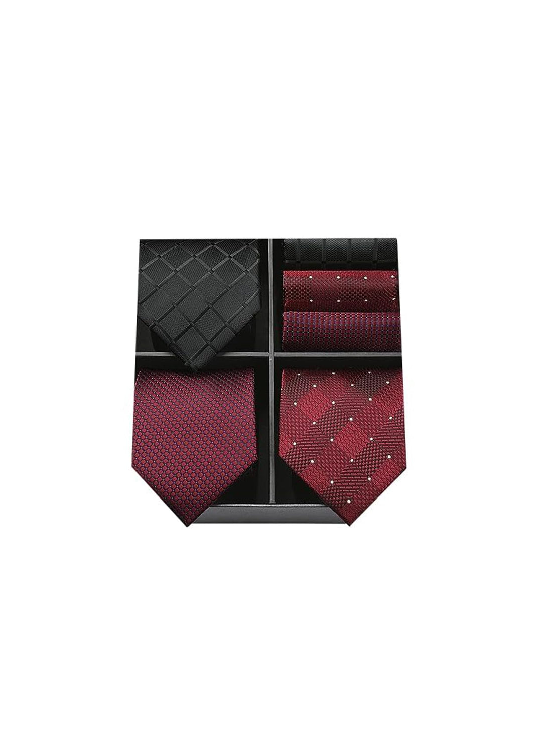 HISDERN Los 3 Stck Herren Krawatte Klassisch Elegante Krawatten und Einstecktuch Seidenkrawatte Set