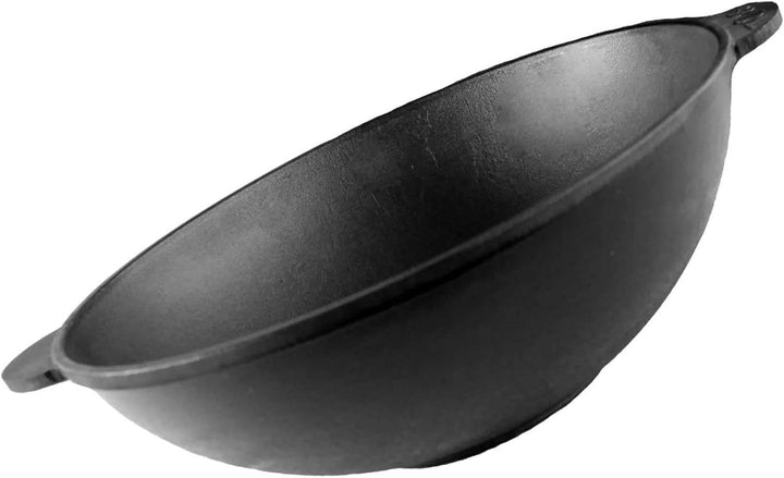BIG-PAN Wokpfanne Gusseisen 30 cm, 4,7 L für alle Herdarten inkl. Induktion Asia Wok Bratpfanne Schm