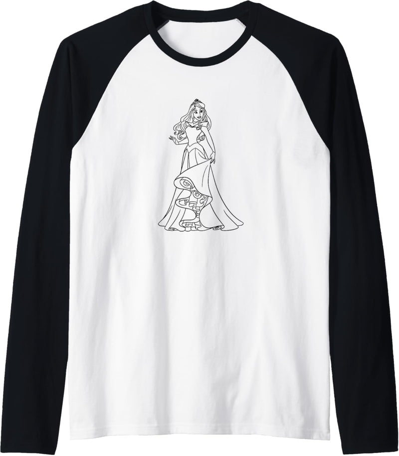 Disney Sleeping Beauty Aurora Simple Black Outline Raglan