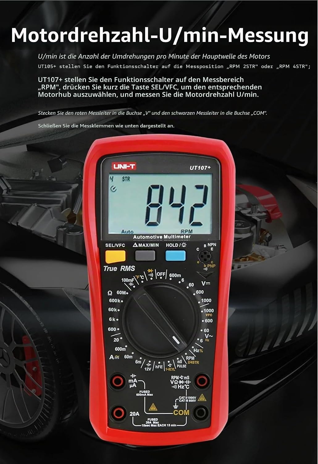 UNI-T UT107+ Automobile Multimeter High Precision True RMS Automobile Automatic Range Actual Value D