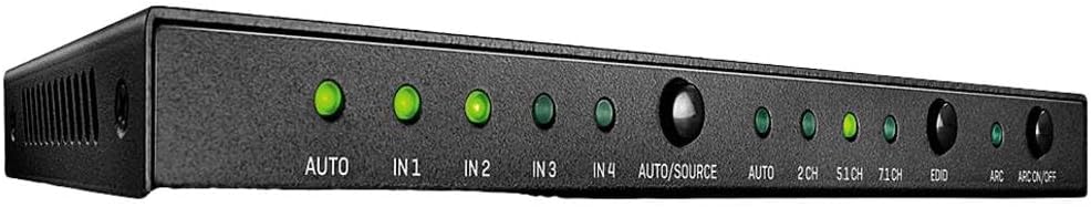 LINDY 38249 – HDMI 18G Switch mit Audio 4 Ports, Umschalten zwischen 4 HDMI 2.0 Quellen mit digitale