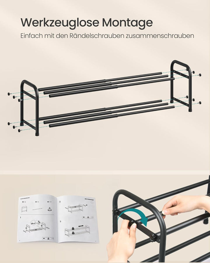 SONGMICS Schuhregal ausziehbar, Schuhablage, Schuh-Organizer mit verstellbaren Ablagen, Schuhaufbewa