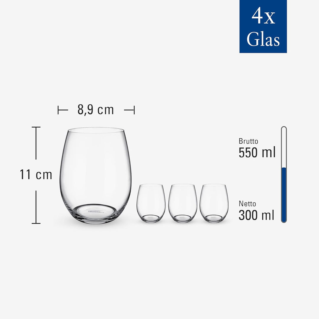 Villeroy & Boch - Entrée Wasserglas 4er Set, 480 ml, Kristallglas, Klar