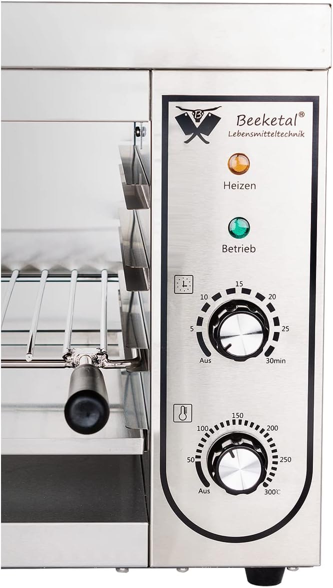 Beeketal 'BSP-2' Profi Gastro Salamander Grill Überbackgerät aus Edelstahl mit 1 Gitter (4 Höhen), 5