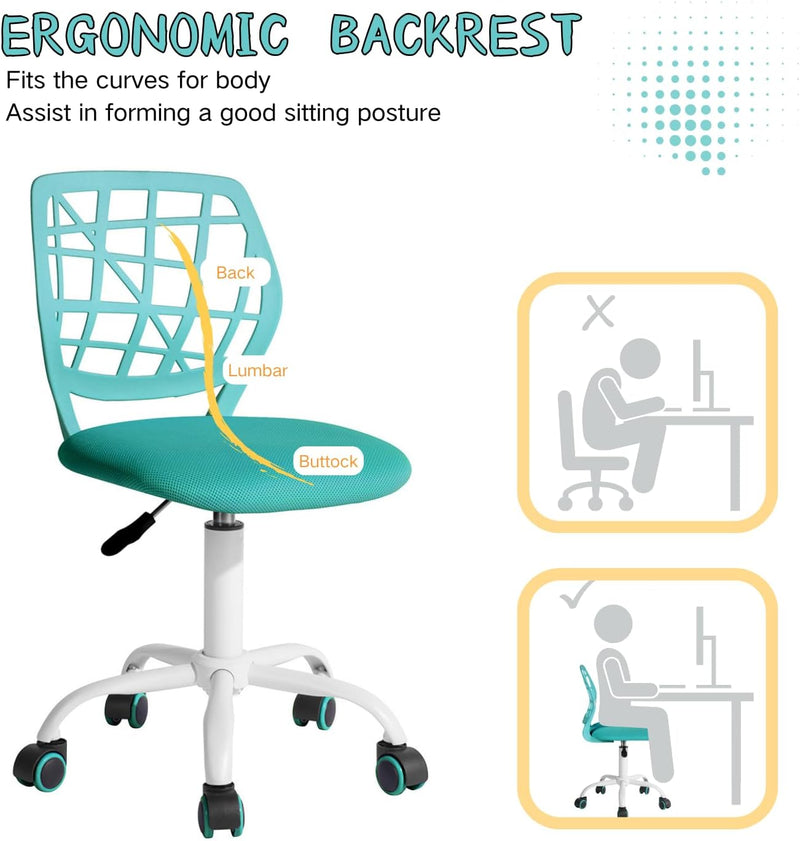 FurnitureR Bürostuhl Schreibtischstuhl Höhenverstellbar Stoffsitz Ergonomischer Arbeitsstuhl ohne Ar