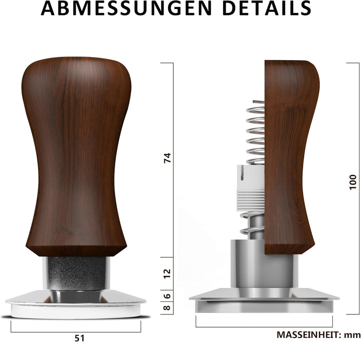 KYONANO Tamper 51mm, Kaffee Espresso Tamper, stilvoller Decent Force Tamper, auf 30 lbs Anpressdruck
