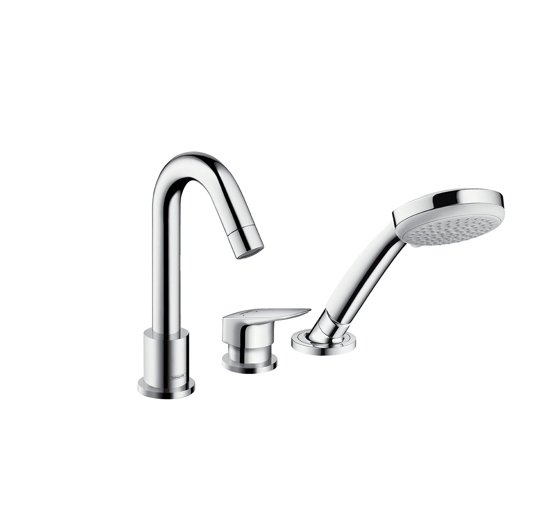 hansgrohe Logis 3-Loch Einhebel-Wannenrandmischer inkl. Duschkopf, Chrom