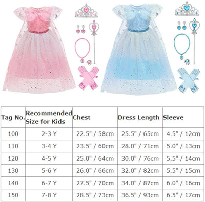 FYMNSI Mädchen Prinzessin Kostüm Kleid Umhang mit Zubehör Weihnachten Halloween Fasching Karneval Ve