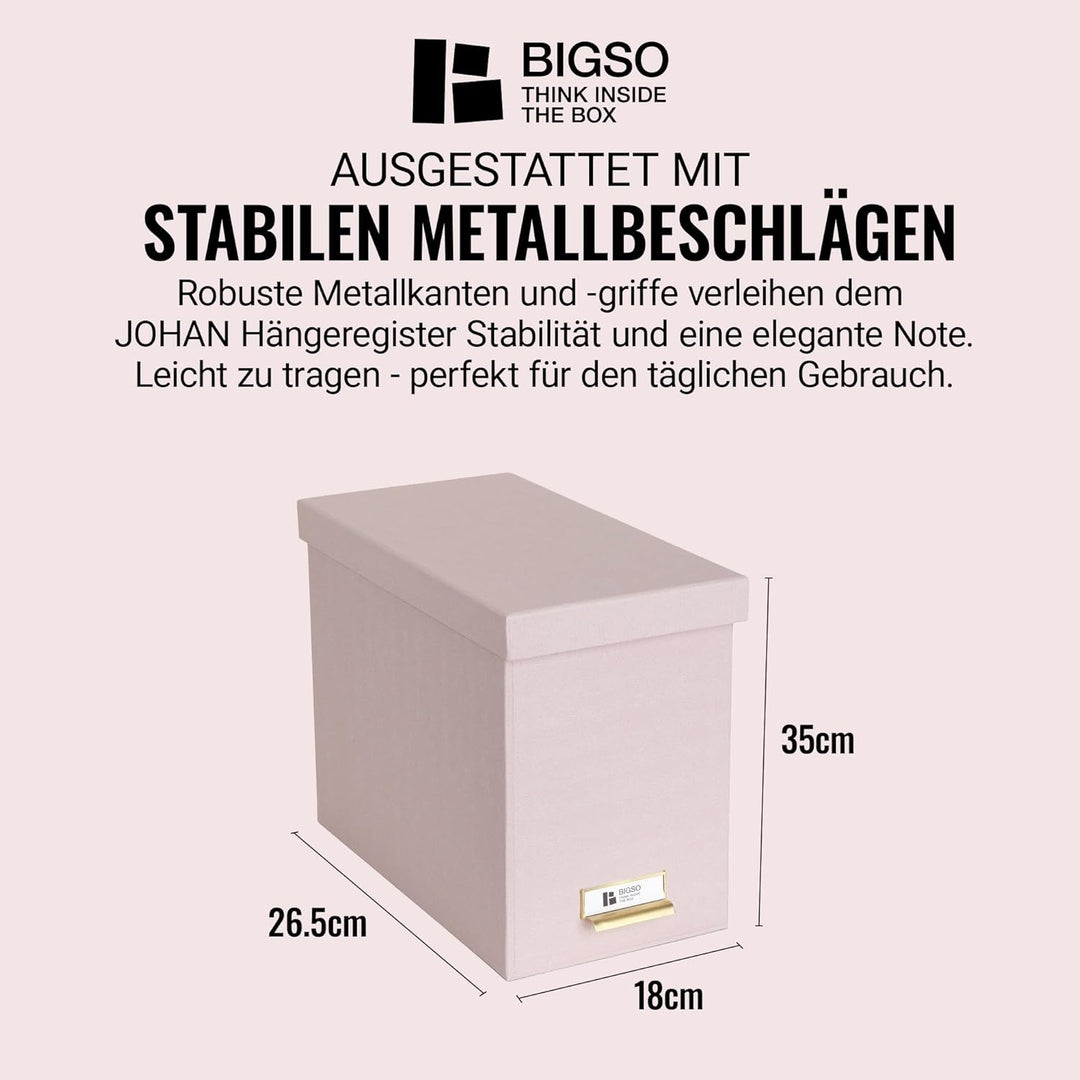 BIGSO JOHAN Hängeregisterbox A4 – Hängemappenbox mit Deckel und Griff – Schreibtischablage für Hänge