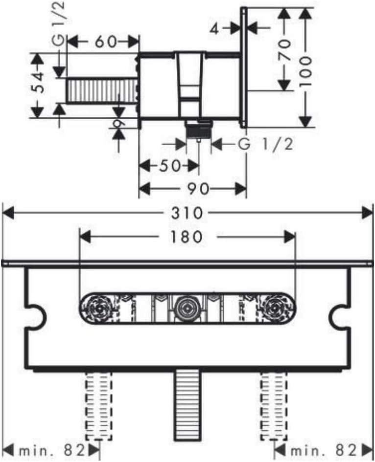 hansgrohe FixFit Schlauchanschluss, 300 mm, mit Duschkopfhalterung und Duschablage, Weiss/Chrom, Wei