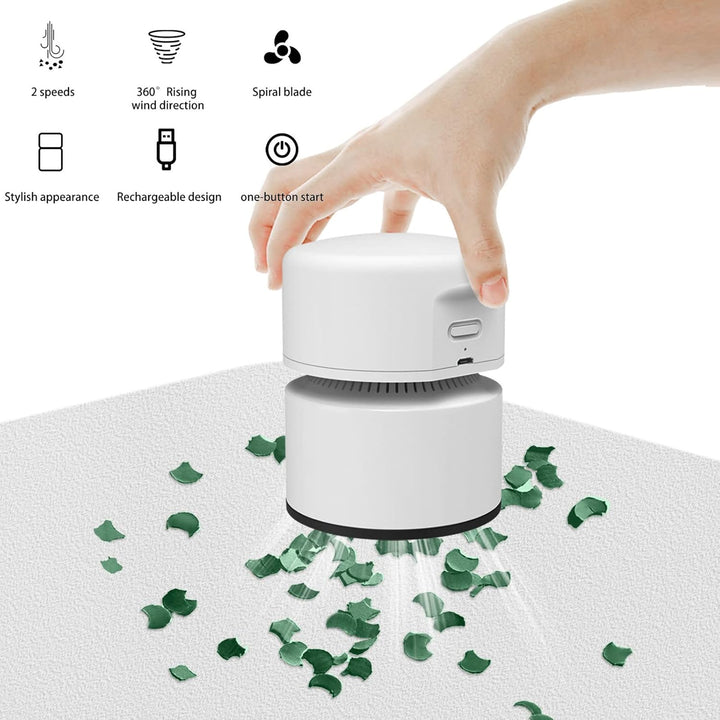 Cuteefun Tischstaubsauger, Mini Staubsauger Schreibtisch, USB Wiederaufladbar Tischsauger, Bis zu 12