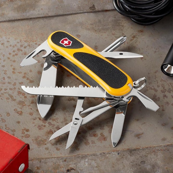 Victorinox Taschenmesser Evolution 18 (15 Funktionen, Ergonomisch, Klinge, Nagelfeile) Gelb/Schwarz,