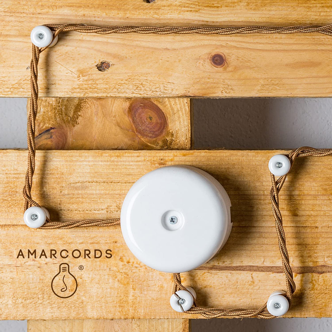 Amarcords - Isolatoren aus Porzellan für die Installation mit Geflochte Textilkabel [50 Stück] - Kab