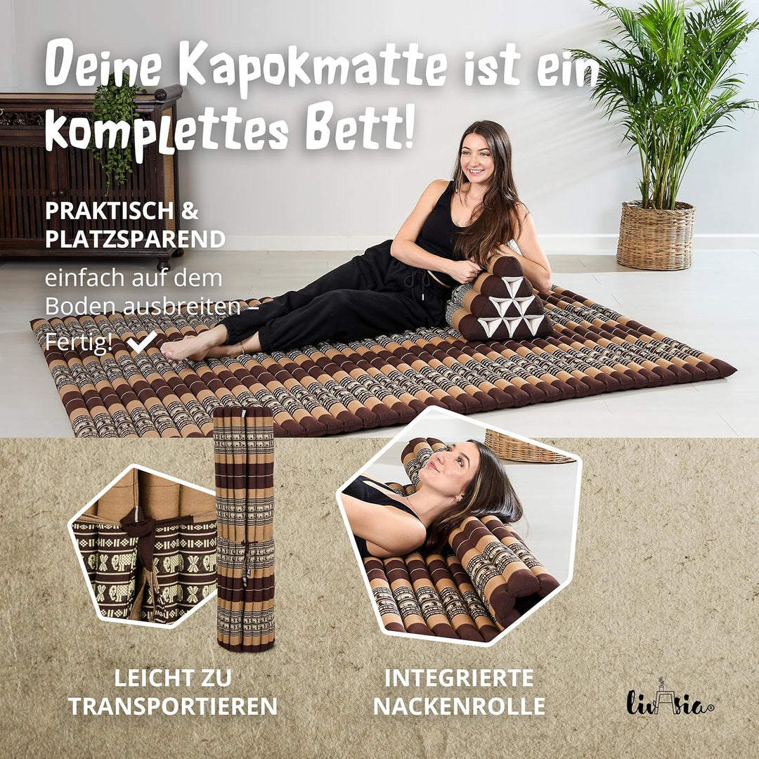 livasia Rollmatte Rollmatratze L-200x110x4,5cm, Gästebett Gästematratze 1 Person, Reisebett Kofferra